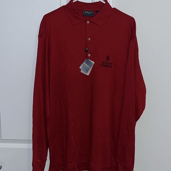 New Bobby Jones Sunday Red St Andrews Scotland Old Course Golf Polo LS shirt L - Picture 1 of 4